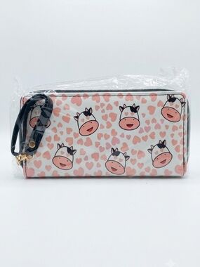 Cow Print Zip Around Wristlet Wallet NWOT